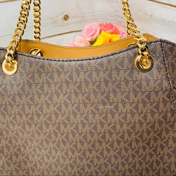 Large chain shoulder tote Michael Kors bag brown - Picture 6 of 8